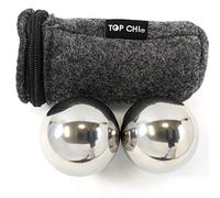 Top Chi Boules de baoding en acier inoxydable massif de 1,5 kg avec pochette de transport. Boules chinoises de santé non carillonnantes pour la thérapie des mains, l'exercice et le soulagement du