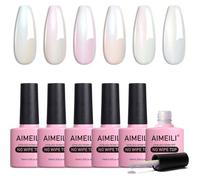 Top coat 2-en-1 brillant perle 6x10ml, vernis gel semi-permanent nacré glitter finish no wipe longue durée nail polish