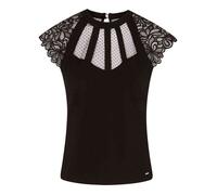 Morgan T-shirt 222-DEMANE – Femme, dentelle, manches courtes, col rond – Noir S