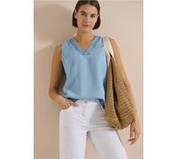 Cecil Haut Chemisier Aspect Denim avec col en V Bleu Clair délavé XL