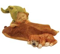 Top Collection Enchanted étage Fairy Garden Sleeping bébé de fées avec Chiot extérieur Statue