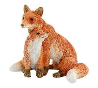 Top Collection Jardin Féérique Miniature et Terrarium Mama Fox avec Statue de bébé, Rouge