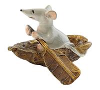 Top Collection Jardin Féérique Miniature Souris de Terrarium et Aviron Bateau Statue (Lot de 3)