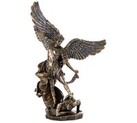 Top Collection - Statue de l’archange Saint Michel Michel l’archange du Ciel battant Lucifer en Bronze coulé à Froid - Figurine d'ange de Collection de 37 cm