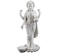 Top Collection Statue Lakshmi de 26 cm en Finition marbre Blanc - Sculpture de la déesse hindoue de la Richesse, de la prospérité, de la Sagesse et de la Fortune