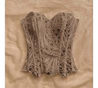 Top corset ajusté à double couche de dentelle avant-gardiste sexy pour jeunes vacances, grande taille, Europe et Amérique. Broderie ajourée. Convient pour les sorties de nuit, les tenues de femme pour