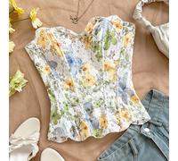 Top corset ajusté à double couche en dentelle sexy, Top brodé ajouré, convient pour une soirée, un mariage, l'automne, la Saint-Valentin L,M,S,XL,XSgraphique,PlantesTissu tissé