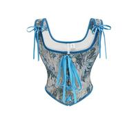 Top Corset Corset Femme Grande Taille Femmes Français Avant Sangle Rétro Peinture à L Huile Imprimé Sangle Pliant Gilet Femme Bustier Bustier Gothique Sky Blue XXL