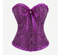 Top corset taille violet classique en jacquard sans bretelles, en forme de cœur, avec volants à la taille, style vintage de cour, pour Halloween, corset de modelage abdominal L,M,S,XL,XS,XXSTissu tiss