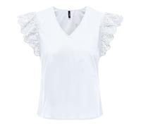 Top coton mélangé droit Only Licence - Blanc - Manches courtes - Col V S