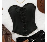 Top court sexy avec bretelles ras-du-cou en suède, rivets et déconstruction. Idéal pour les vacances, les rendez-vous, le thé de l'après-midi, les vacances, les festivals de musique, le style boho, la