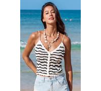Top cover up à rayures col V sans manches Noir M