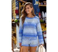 Top cover up à rayures manches longues Bleu M