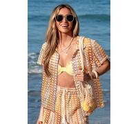 Top cover up abstrait col chemise Multicolore M