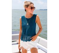 Top cover up bleu-vert en tricot à col rond Aqua M