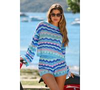 Top cover up rayé cropped Bleu M