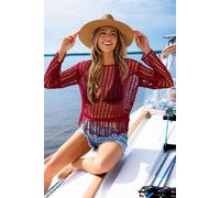 Top cover up rouge à franges Rouge M