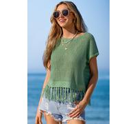 Top cover up vert ourlet à frange Vert M