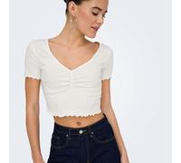 Top Crop Betty Col V Manches Courtes Femme Only