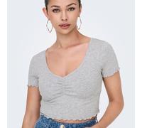 Top Crop Betty Col V Manches Courtes Femme Only