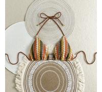 Top de bikini en crochet tricoté, style licou, parfait pour les vacances à la plage, l'été L,M,S,XSRayé,Tout ImpriméÉtoffe