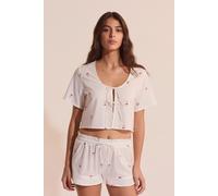 Top de pyjama en coton à motifs cerises - Riviere - M - Ecru - Femme - Etam