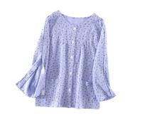 Top de Soins Post-opératoires pour Femmes Blouses à Manches Longues pour Le Rétablissement des Fractures Vêtements pour Handicapés Alités (Color : Blue, Size : XL)