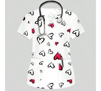 Top de travail/uniforme d'examen chirurgical/uniforme de toilettage pour animaux de compagnie/Top de travail de nutritionniste, à col en V, manches courtes, avec deux poches, fente latérale, imprimé g