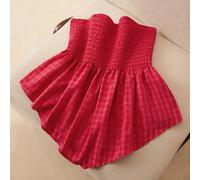 Top décontracté blanc sans bretelles à ourlet asymétrique, grande taille, convient pour une escapade romantique, des vacances à la plage 0XL,1XL,2XL,3XL,4XLCarreauTissu tissé
