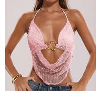 Top d'été sexy bohème pour femmes, vacances à la plage, concert. Col ras-du-cou avec attache et décoration métallique, crochet. Top d'été pour femmes, club femmes sexy L,M,S,XL,XS,XXL,XXS,XXXL,XXXXLUn