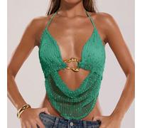 Top d'été sexy bohème pour femmes, vacances à la plage, concert. Top d'été avec encolure ras-du-cou, lien, décoration métallique, crochet. Top sexy pour l'été, le club L,M,S,XL,XS,XXL,XXS,XXXL,XXXXLUn