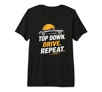 Top Down Drive Repeat Voiture Convertible Rétro Conduite d'été T-Shirt Haut de Gamme
