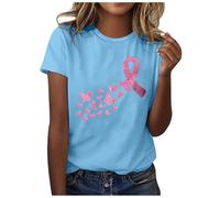Top du Cancer Sein T-Shirts Graphiques pour La Sensibilisation Au Octobre Rose Accessoires Tee Shirt Femme Cœur Ruban Tshirt
