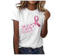 Top du Cancer Sein T-Shirts Graphiques pour La Sensibilisation Au Octobre Rose Accessoires Tee Shirt Femme Cœur Ruban Tshirt
