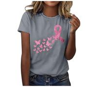 Top du Cancer Sein T-Shirts Graphiques pour La Sensibilisation Au Octobre Rose Accessoires Tee Shirt Femme Cœur Ruban Tshirt