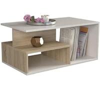 TOP E SHOP CDF Prima Table basse | Couleur : chêne sonoma - Blanc | Table basse moderne pour salon, salon, bureau | Forme : rectangulaire | Étagère pour petits objets, journaux, magazines ou livres