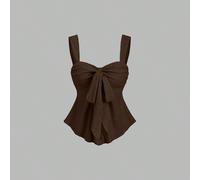 Top en tissu texturé avec larges bretelles et nœud, nouveau pour printemps/été, doux et à la mode, convient pour un port quotidien L,M,S,XL,XS,XXSUnicoloreTissu tricoté