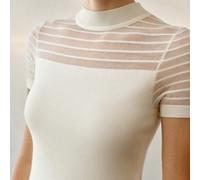 Top EN TRICOT TRANSPARENT À MAILLES CONTRASTÉES POUR FEMMES L,M,SRayéTricots