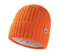 TOP-EX Bonnet 100 % laine mérinos avec doublure en polaire pour temps froid et hiver, Orange, Taille L