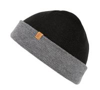 TOP-EX Bonnet de pêcheur d'hiver 80 % laine mérinos pour hommes et femmes, chapeaux chauds en tricot double couche pour la course à pied, le golf, M-XXL, noir/gris, M-L