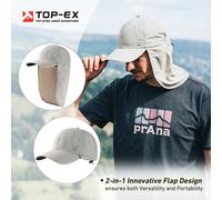 TOP-EX Casquette de baseball homme réglable imperméable anti-UV avec protège-nuque M/L Gris