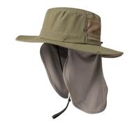 TOP-EX Chapeau de soleil à large bord pour homme avec verrouillage de lunettes de soleil UPF 50 Chapeau d'été avec rabat tour de cou imperméable pour la pêche en plein air Safari Chapeau pliable