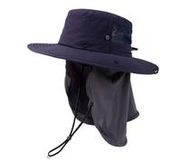 TOP-EX Chapeau de soleil imperméable pour homme avec porte-lunettes de soleil, large bord, pour l'extérieur, le trekking, le safari, l'été, pliable, 94603_Bleu marine, L-XL