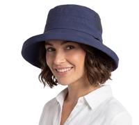 TOP-EX Chapeau de soleil pour femme avec queue de cheval, UPF 50, large bord, protection UV, imperméable, avec mentonnière, respirant, en maille d'été, pliable, safari en plein air, bleu marine, L