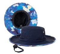 TOP-EX Chapeau de soleil pour homme UPF 50+ imperméable à grand bord avec imprimé sur le bas du bord M/L/XL/XXXL, Bleu marine et océan, XL-XXL
