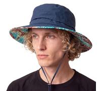 TOP-EX Chapeau de soleil pour homme UPF 50+ imperméable à grand bord avec imprimé sur le bas du bord M/L/XL/XXXL, Bleu et palmier, XL-XXL