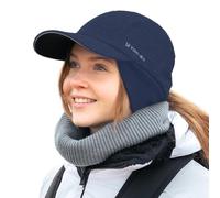TOP-EX ChicPony M/L/XL Casquette de baseball imperméable pour femme avec cache-oreilles Queue de cheval Bonnet chaud avec doublure en polaire pour femme Course à pied Bonnet d'hiver réfléchissant