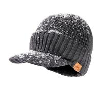 TOP-EX DryKnit™ Bonnet béanie imperméable en laine mérinos pour homme - avec visière et doublure en polaire - Bonnet en laine mérinos chaud pour l'hiver, XL-XXL