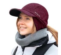 TOP-EX M/L/XL Casquette de baseball imperméable pour femme Hiver avec cache-oreilles Queue de cheval Bonnet chaud avec doublure en polaire Femme Course Bonnet d'hiver réfléchissant, L-XL