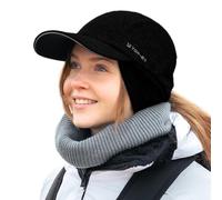 TOP-EX M/L/XL Casquette de baseball imperméable pour femme Hiver avec cache-oreilles Queue de cheval Bonnet chaud avec doublure en polaire Femme Course Bonnet d'hiver réfléchissant, L-XL
